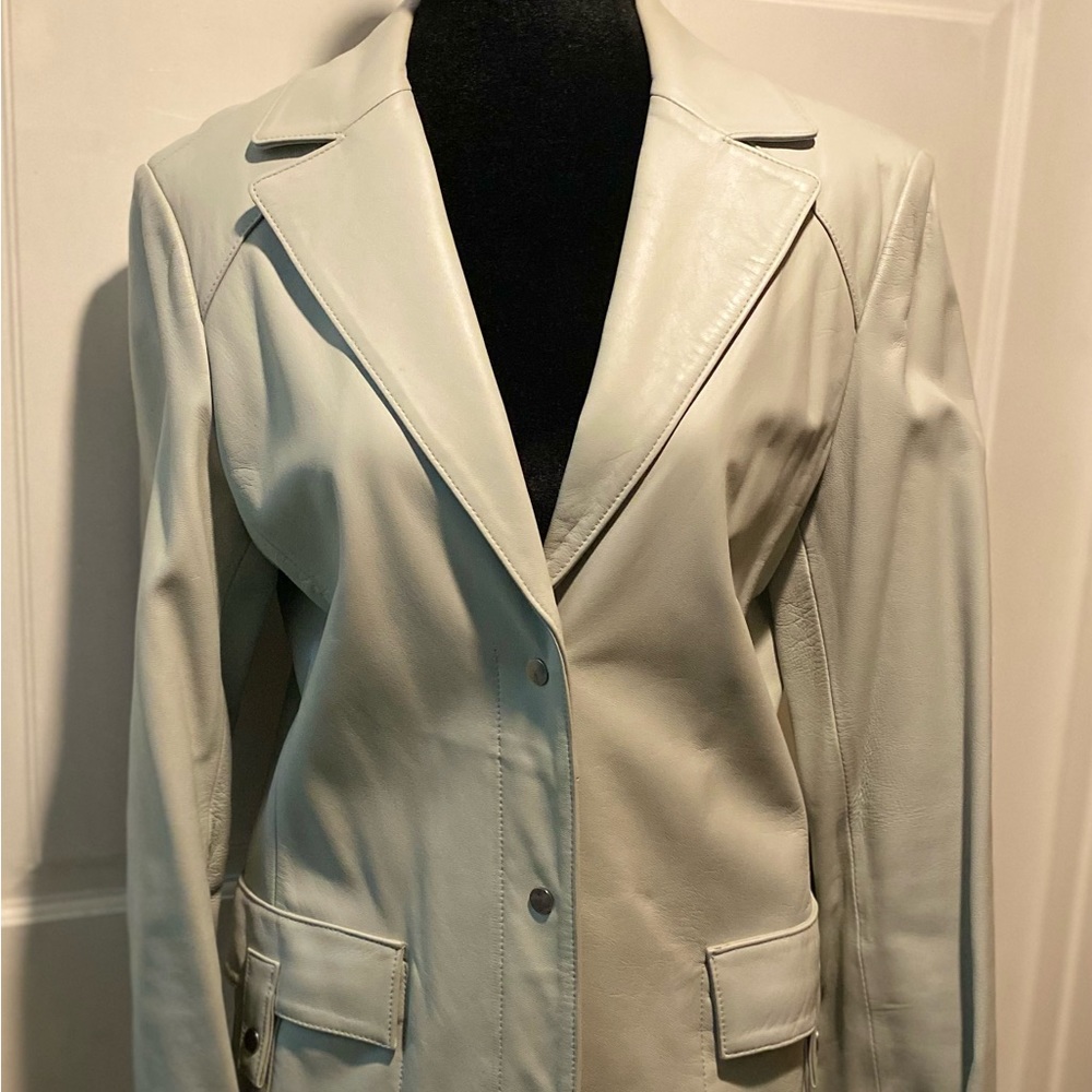 Pasha & Jo Pale Seafoam Green Leather Blazer